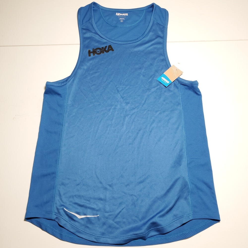 New Hoka One One Mens Small Tank Top Singlet Running Training Blue NWT